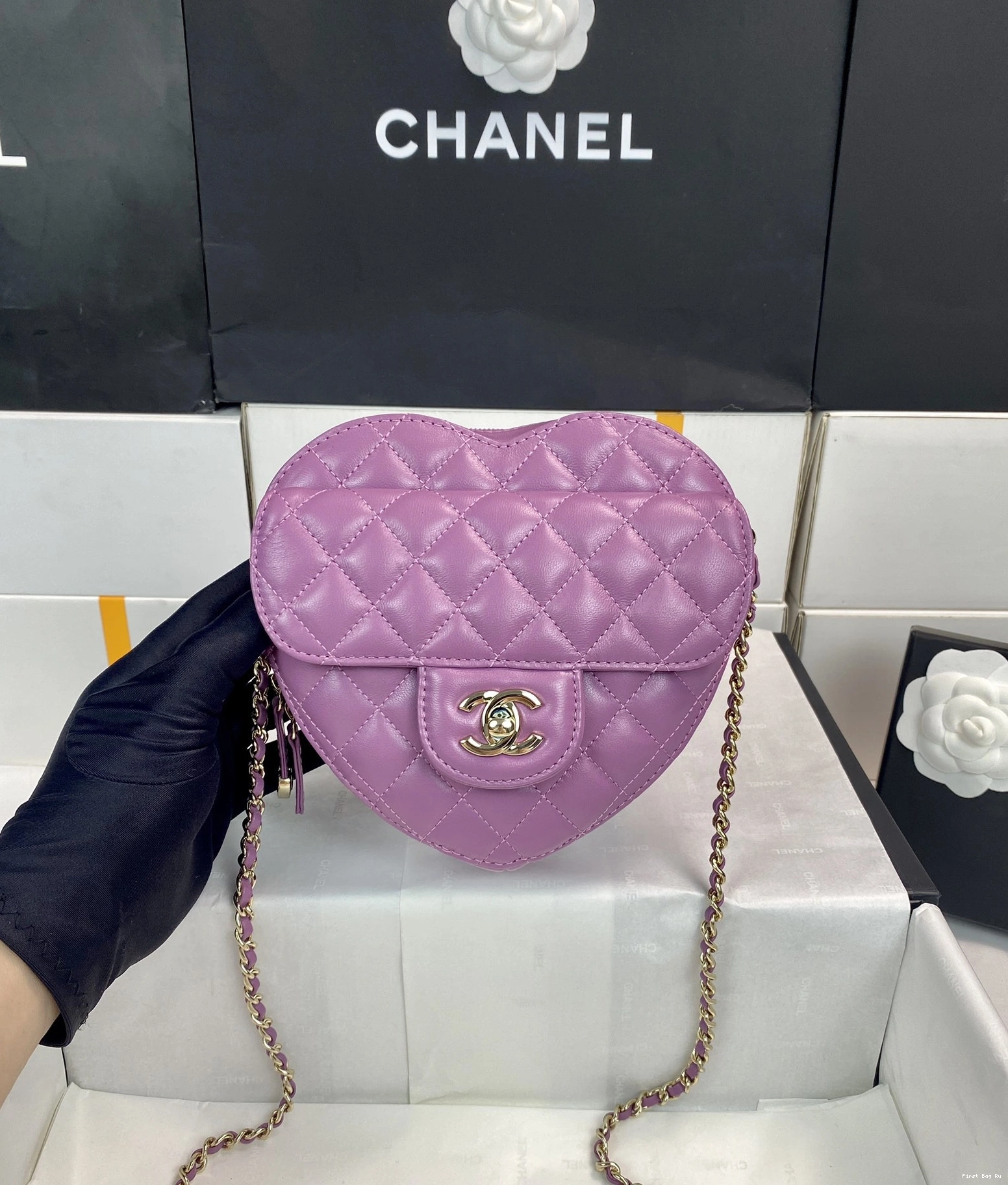 Firstbag Ru CHANEL Bag-18*16.5*6.5CM Heart 0710